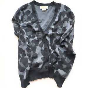 Animal Print Michael Kors Black Leopard Cardigan Sweater